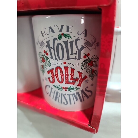 New With Box Christmas Holiday Ceramic Coffee Mugs Set of 2 Hot Cocoa - Picture 6 of 9